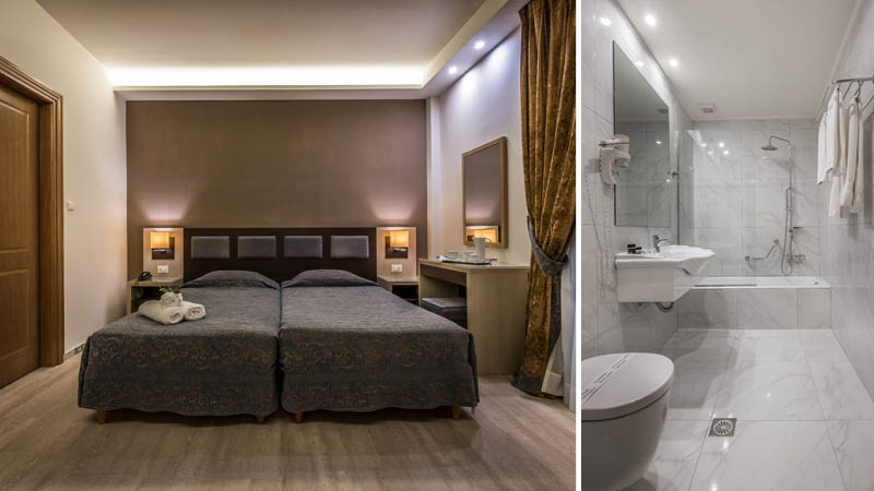 Værelse med bad på Hotel Rex Nafplio